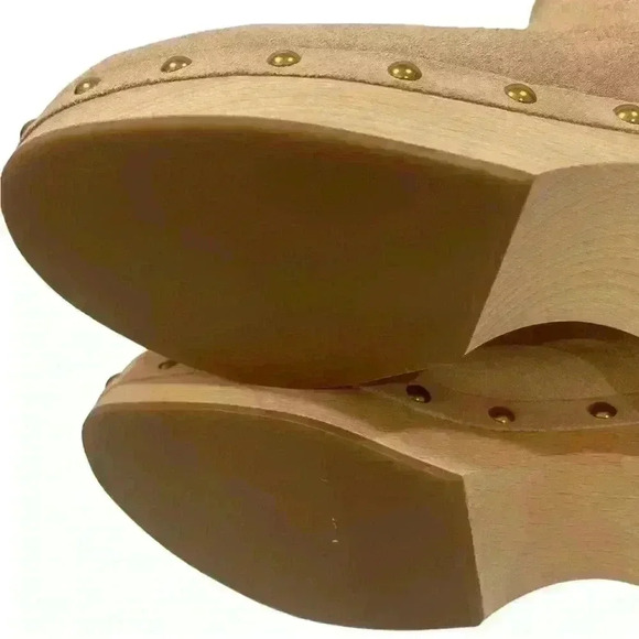 J. Crew Women Faux Fur Lined Clog Boots Size 8.5 Suede Chelsea Light Pink - Picture 11 of 13